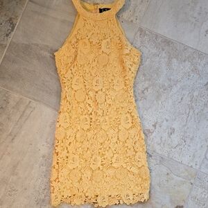 Lulu's Sunflower Lace Mini Dress